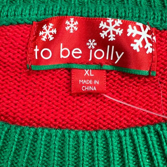 To Be Jolly Naughty/Nice Reversible Sequined Ugly Christmas Sweater NEW Size XL - Picture 5 of 13